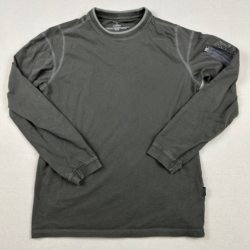 Kuhl Shirt Men Small Gray Solid Wildfibre Long Sleeve Crew Pullover Pocket Trail